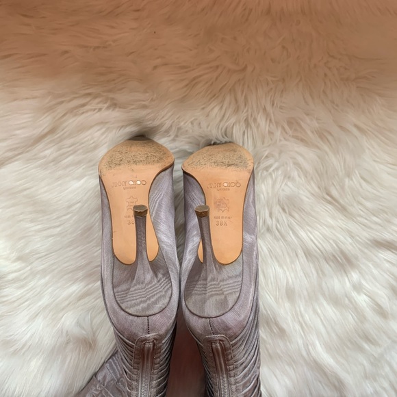 Rare JIMMY CHOO Logo Silver Gathered Booties - Picture 7 of 8